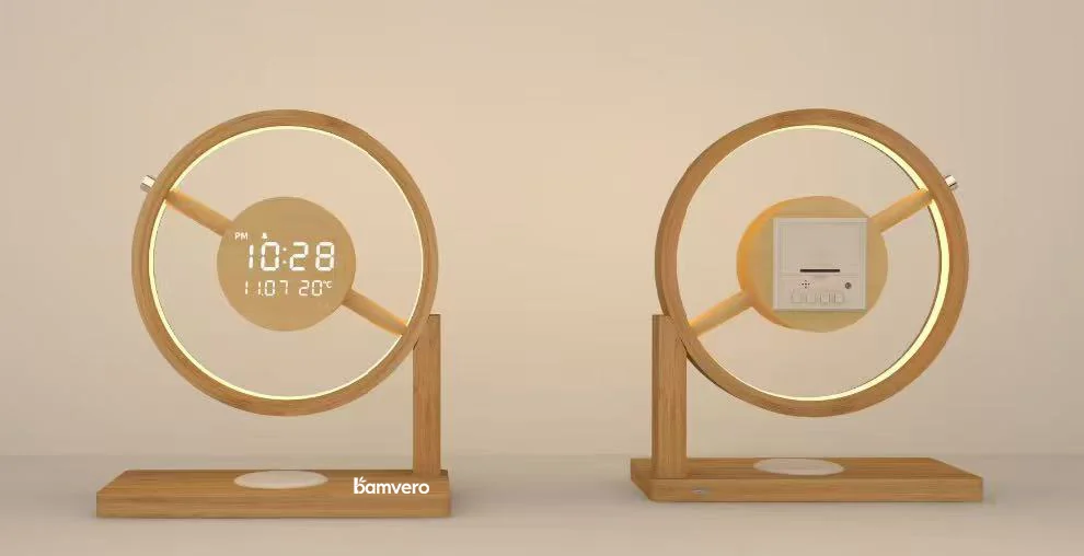 Arch Bamboo Clock Lamp front view