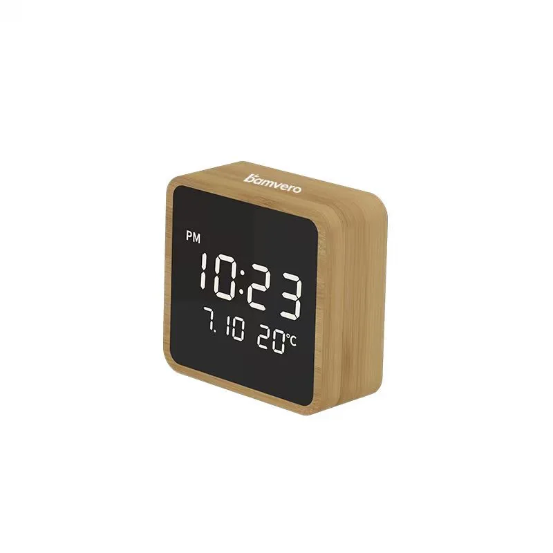Compact wood clock side view for OEM sample review