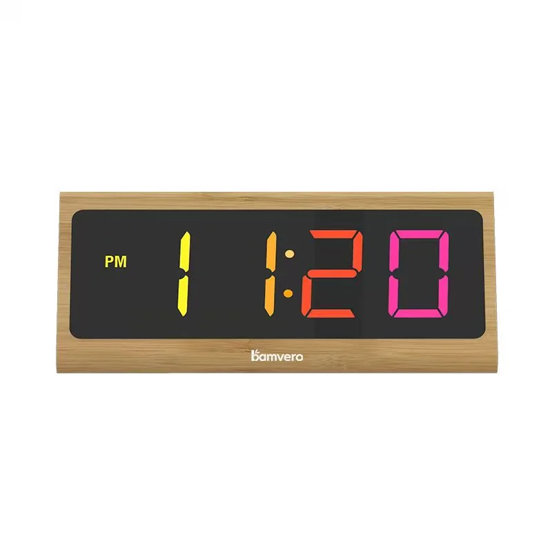 Triangular bamboo LED clock